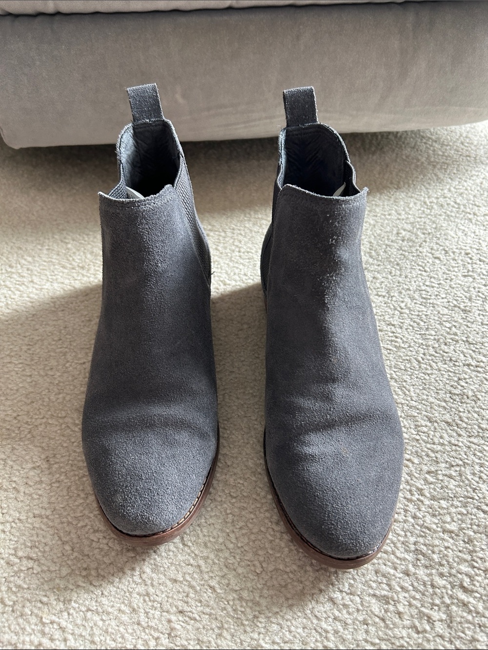 Toms Gray Suede Chelsea Ankle Boots